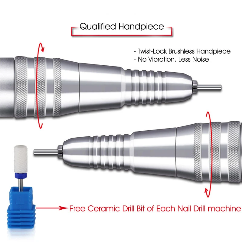 Профессиональная безщеточная дрель для ногтей 80 Вт 40000 об/мин, электрическая дрель для маникюра, перезаряжаемый набор для педикюра с сверлами, инструменты для ногтей