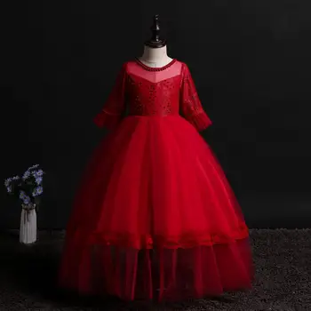 

New pattern girl dress sleeveless girl dress long dress girl wedding Wedding presiding Stage performance princess girl dress