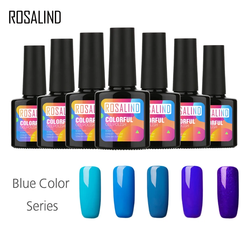 Гель лак для ногтей ROSALIND 1S 10 мл УФ светодиодная лампа сушки гель лака синего