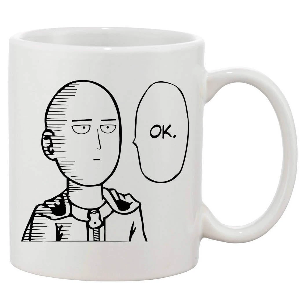 Saitama One Punch Man Ok Ceramic Coffee Mug White 11 Oz In Mugs Gift Tea Milk Cup Mugs Mugs Aliexpress