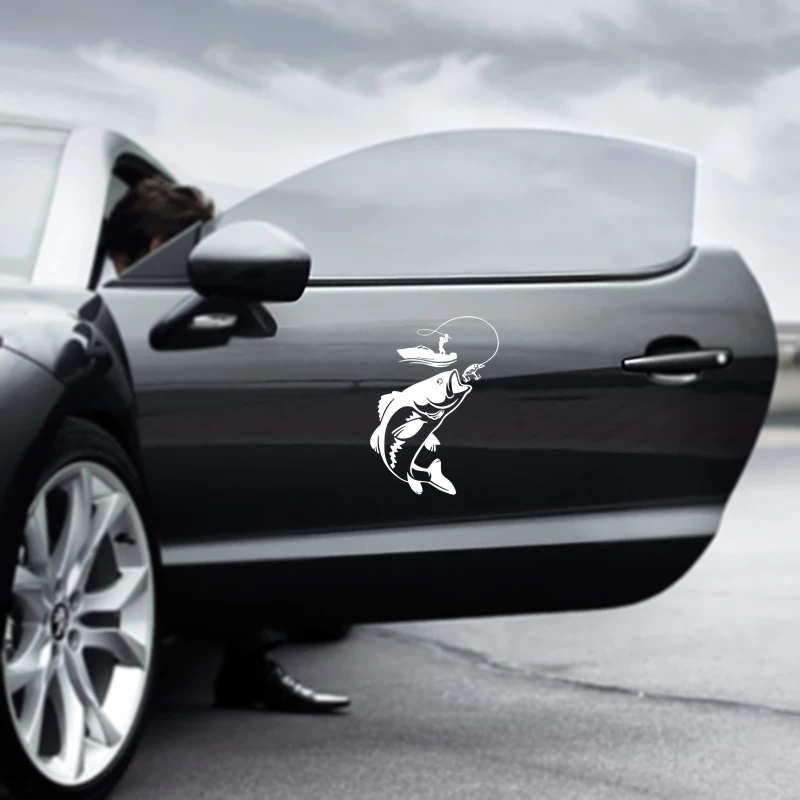 

Car Sticker Vinyl 12.3*17.1cm Interesting Fishing Fisherman Hobby Fish Boat Sticker On Car Funny Stickers Decals 3D Car Styling