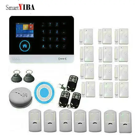 

SmartYIBA WIFI APP Control Wireless GSM Alarm System PIR Motion Detector Wireless Blue Siren Kit LCD Display SIM SMS Alarm