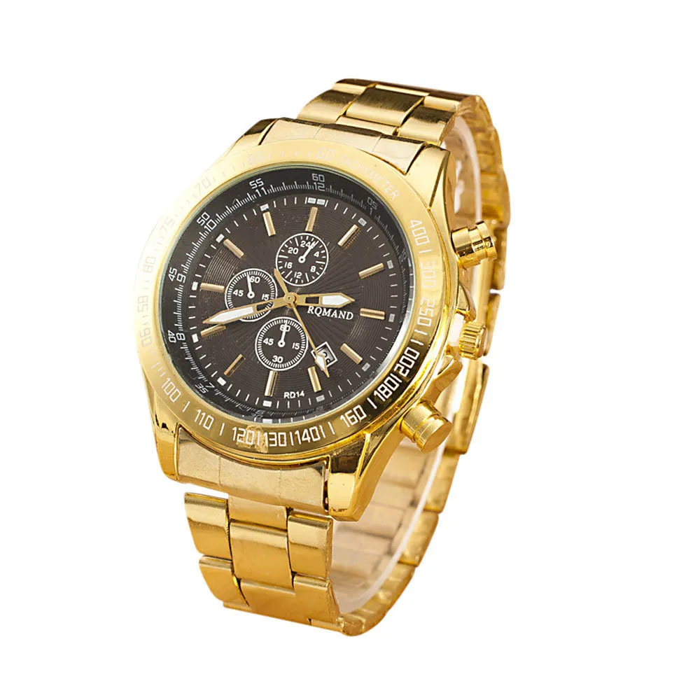 Мужские классические золотые кварцевые аналоговые часы Роскошные модные спортивные наручные часы из нержавеющей стали мужские часы Relogio Masculino A4 - Цвет: C