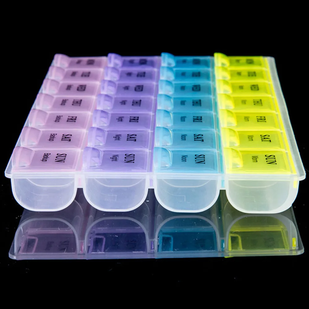 

28 Slots Portable Weekly Pills Storage Box Organizer 7 Days Health Care Medicine Tablet Holder Case