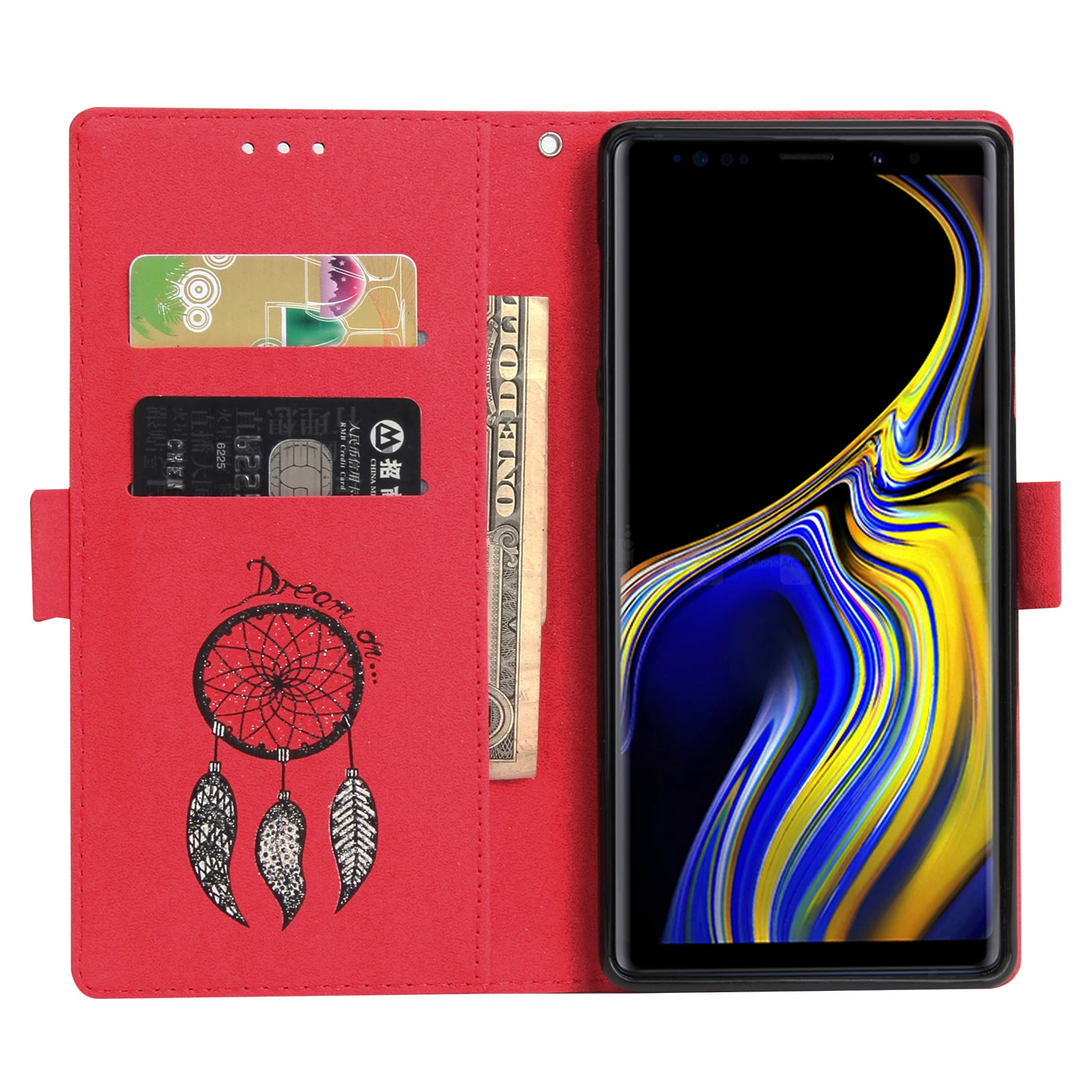 Для samsung Galaxy NOTE 9 8 S9 S8 Plus S7 S6 Edge C9 A3 A5 A7 чехол для кошелька кожаный флип сон ветер