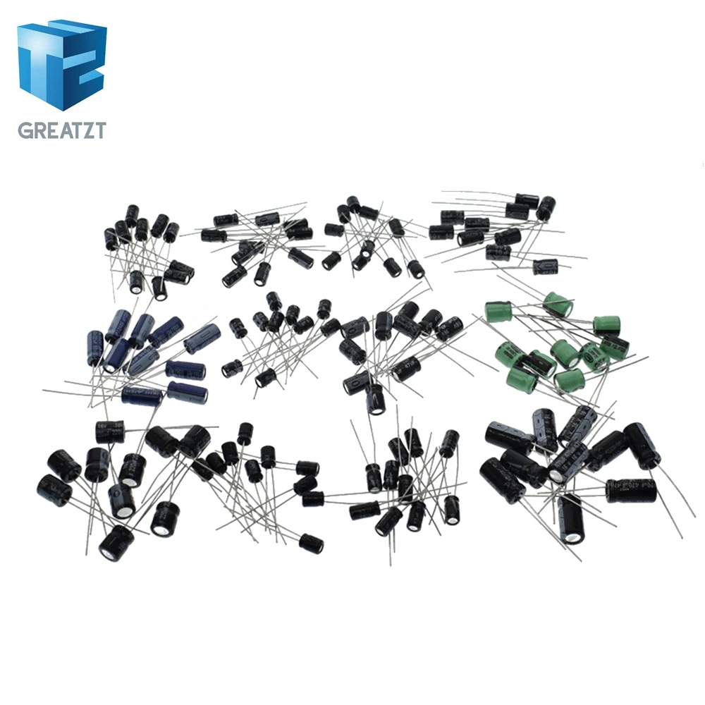 

120pcs 12 value kit 1uF-470uF Electrolytic Capacitor Package 1UF 2.2UF 3.3UF 4.7UF 10UF 22UF 33UF 47UF 100UF 220UF