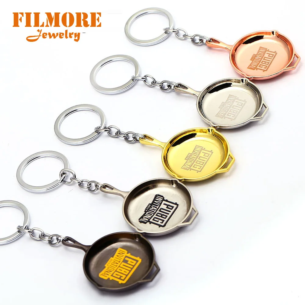 

5 Colors High Quality Playerunknown's Battlegrounds Keychain PUBG Key Ring Champion Pot Metal Pendant Keychain Women Men
