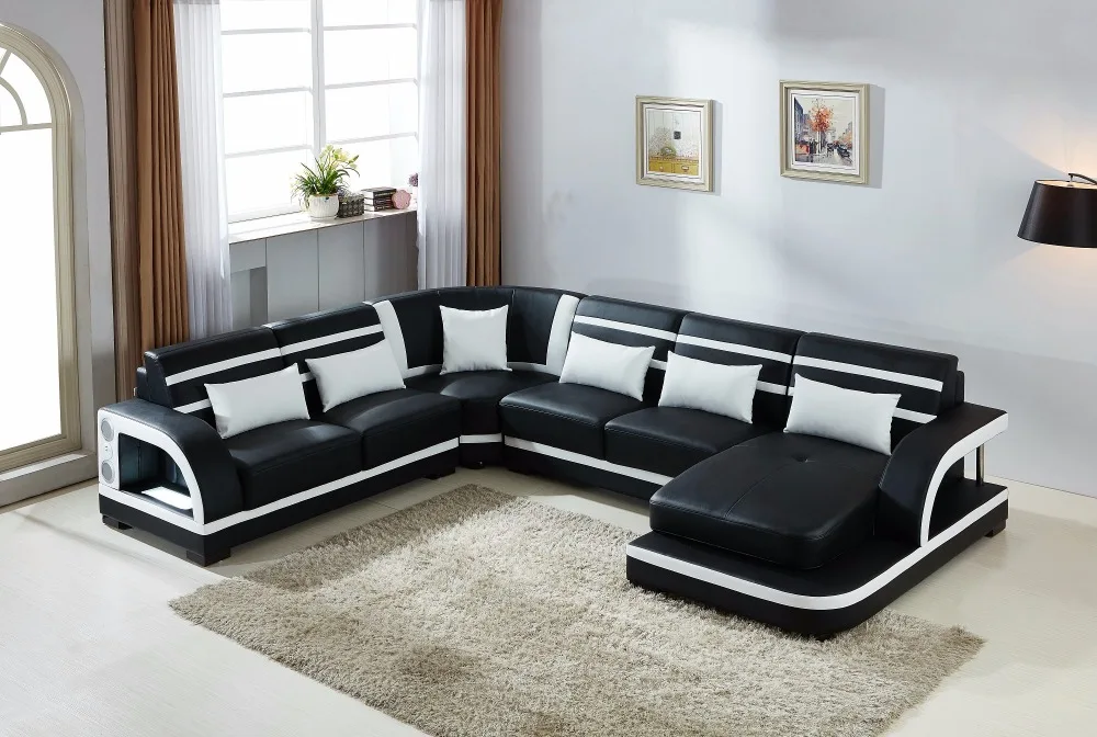 2018 Sale Sectional Sofa Armchair Y.g Furniture With Speaker Bluetooth Led 7seat Xxlarge U Shaped Genuine Leather Corner Sofa