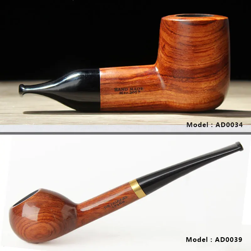 MUXIANG 12 Types Free 10 Pipe Tools Straight kevazingo wood Tobacco Pipe Handmade churchwarden Smoking China ad0001-ad0050