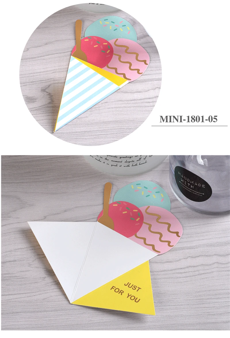 Креативный мультфильм детский день рождения карты сладкой формы прекрасный сообщение карты содержит крафт-конверт цвет печать поздравительной открытки
