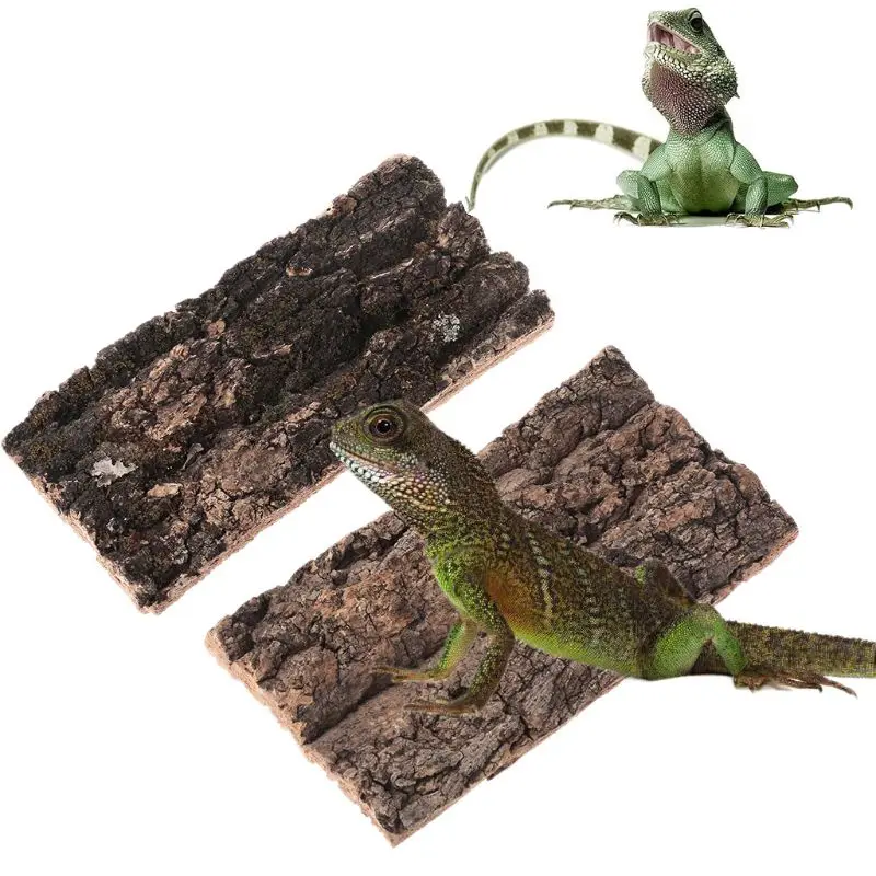 1Pc Natural Rodent Reptile Habitat Decoration Lizard Spider Hide Climbing Tree Bark Platform Reptiles Amphibians Supplies C42