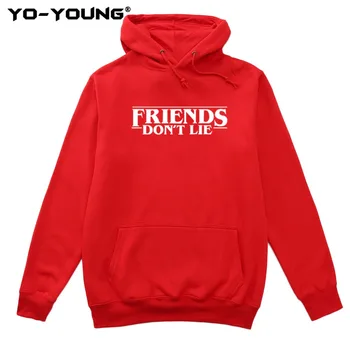 

Yo-Young Women Hoodies Sweatshirts The Stranger Things Friends Don't Lie Letters Fleece Inside Unisex Casual Streetwear