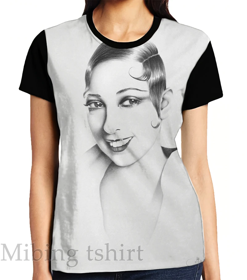 Забавная Мужская футболка с принтом, женские топы, футболка Josephine Baker Minimal Portrait Graphic, футболка с круглым вырезом и коротким рукавом, повседневные футболки
