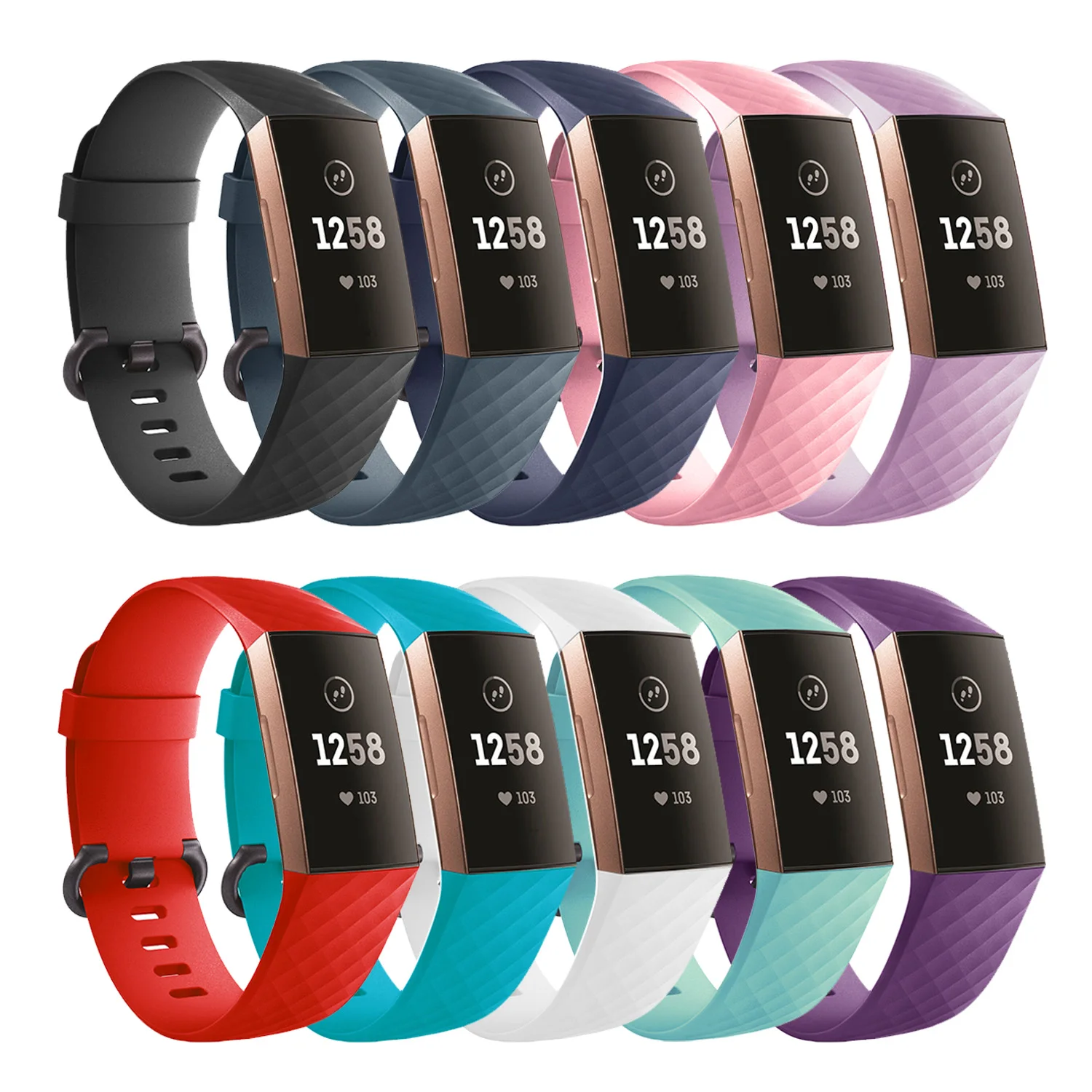 Gosear 10PCS Assorted Colors Diamond Texture Replacement Wristband Watch Strap Band for Fit bit Charge 3 Smart Bracelet | Электроника