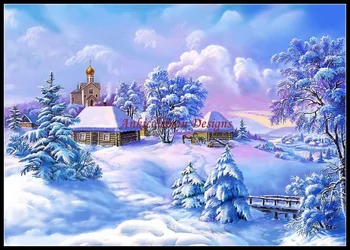 

Embroidery Counted Cross Stitch Kits Needlework - Crafts 14 ct DMC color DIY Arts Handmade Decor - Winter Cabins