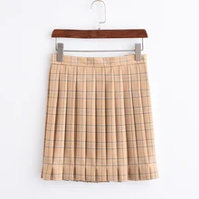 JK Униформа теплая желтая клетчатая юбка плиссированные юбки Студенческая юбка средней школы Регулируемая Талия добавить карман