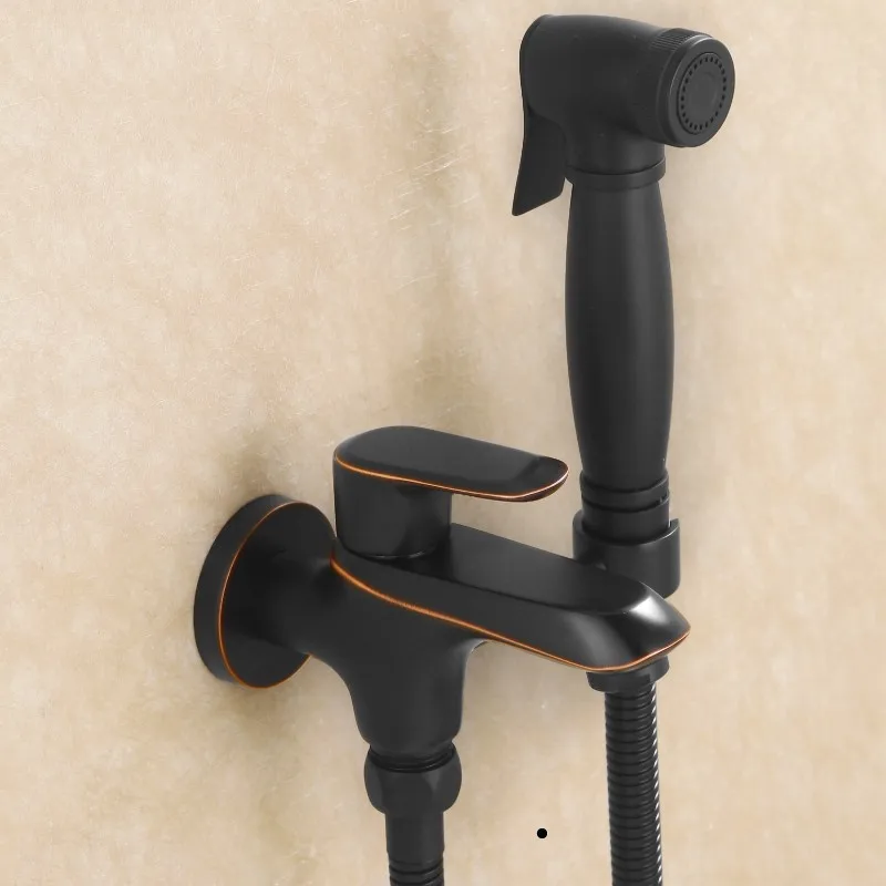 Oil Rubbed Bronze black Solid Brass Toilet Bidet Sprayer Set Wall