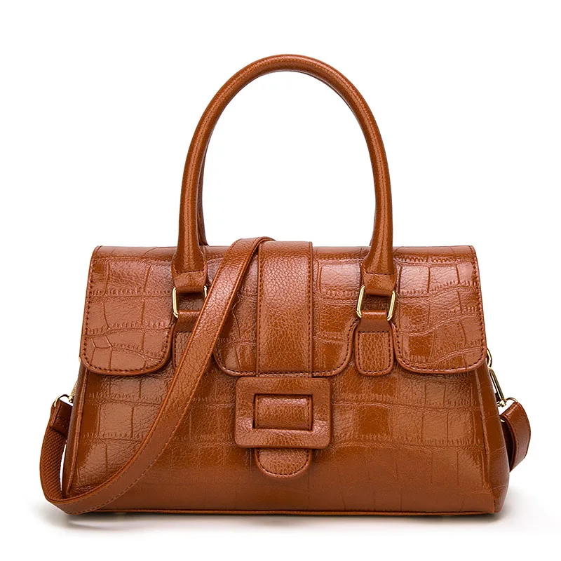 BARHEE, роскошная женская большая кожаная сумка, сумки-тоут, крокодилы, женские сумки через плечо, Большая Элегантная Модная ручная сумка, подушка черного цвета - Цвет: Brown