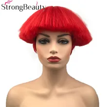 StrongBeauty короткие яки прямые синтетические парики красный/белый/Блонд/черный гриб голова парик термостойкие волосы