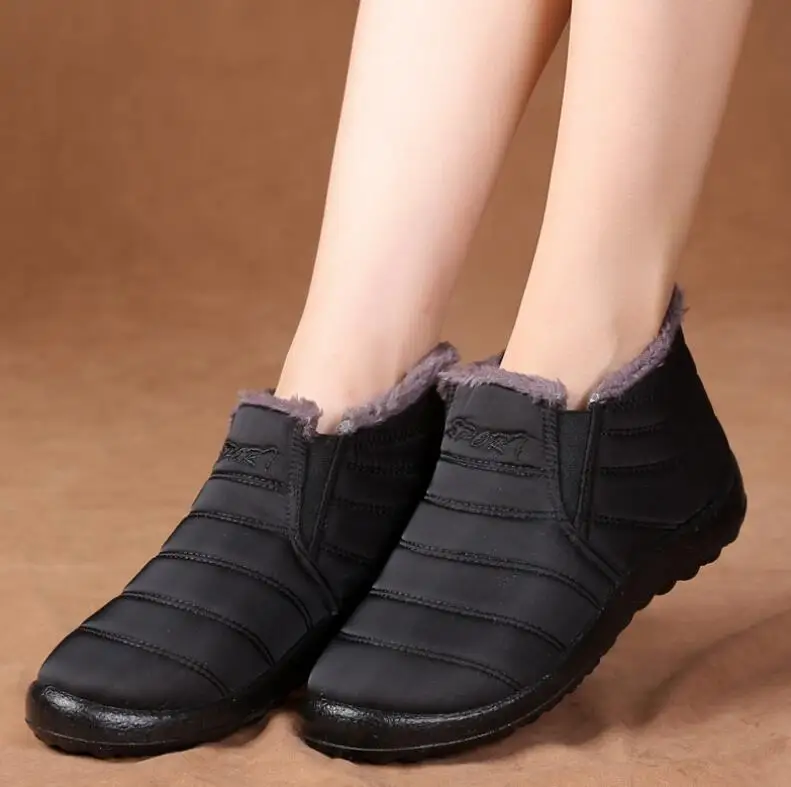 2019New Waterproof fabric women Winter Shoes Solid Color Snow Boots