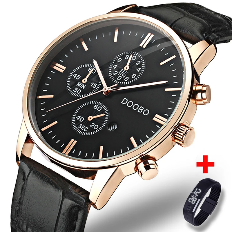 

Hot Dropship Wrist Watch Men Top Brand Luxury Male Clock Leather Quartz Watch Golden Wristwatch Quartz-watch Relogio Masculino