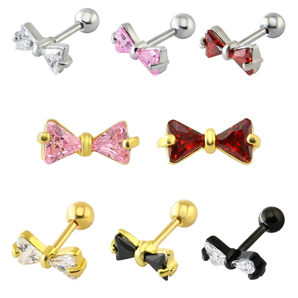 Cute Stud Earrings Women Mix Colors Crystal Stud Earrings Stainless