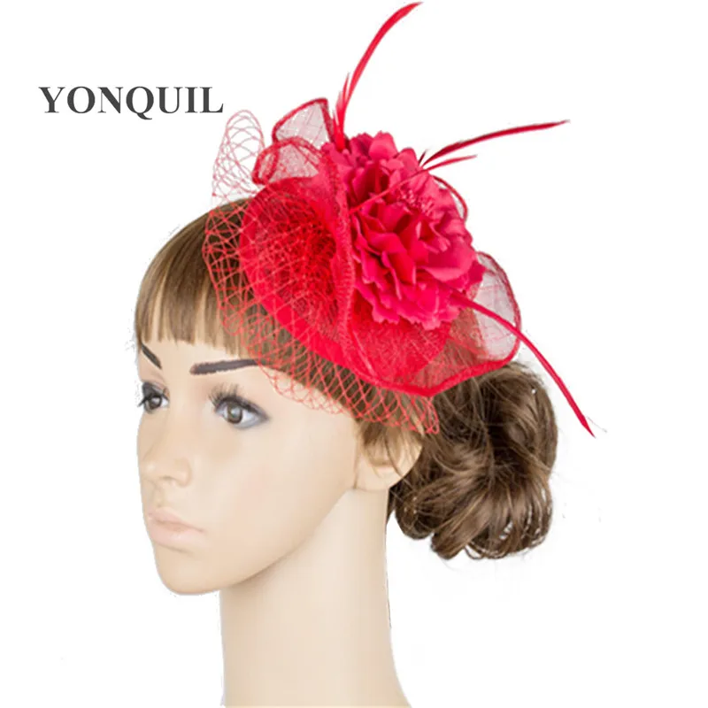 

17 Colors Charming sinamay silk flower fascinator veils hats elegant women wedding headpiece occasion hair accessoires TMYQ030