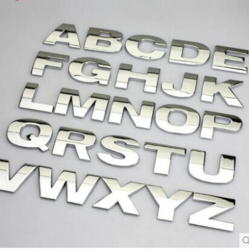 5 stks/partij auto styling 3D metalen Letters embleem Digitale Figuur Nummer Chrome DIY Auto Stickers zilver zwart Automobiel Logo _ - AliExpress Mobile