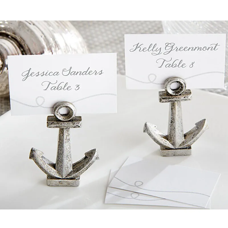 

50pcs/lot Antique Silver "Nautical" Anchor Place Card Holders Table Decor for Wedding Party Bridal Shower Favor ZA4508