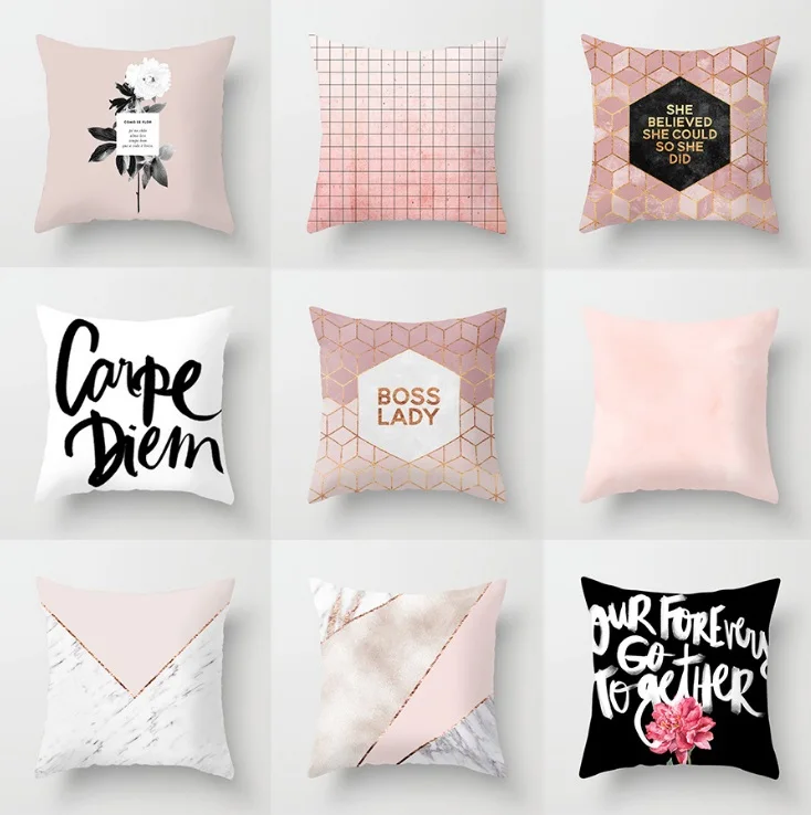 

mylb 45*45cm Square Decorative Throw Pillow Case Geometric Striped Print Flower Pillowcase For Home