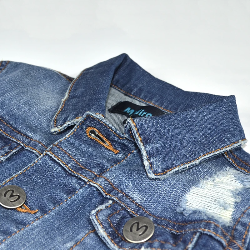 4Kids Girls Ripped Denim Coat Broken Hole Jackets Windbreakers Warm Outwear Top
