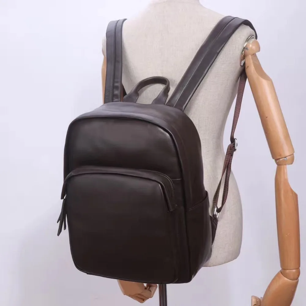 Genuine Leather Men Casual Business Backpack Male nature leather Laptop