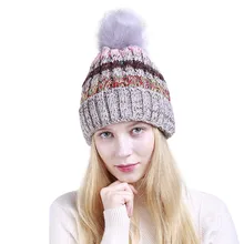 Унисекс цветная Вязаная Шерстяная Круглая Шапочка Уютная зимняя теплая шапка с помпонами шапка вязанная из шерсти Skullies cap s Женская Cc Beanies#0