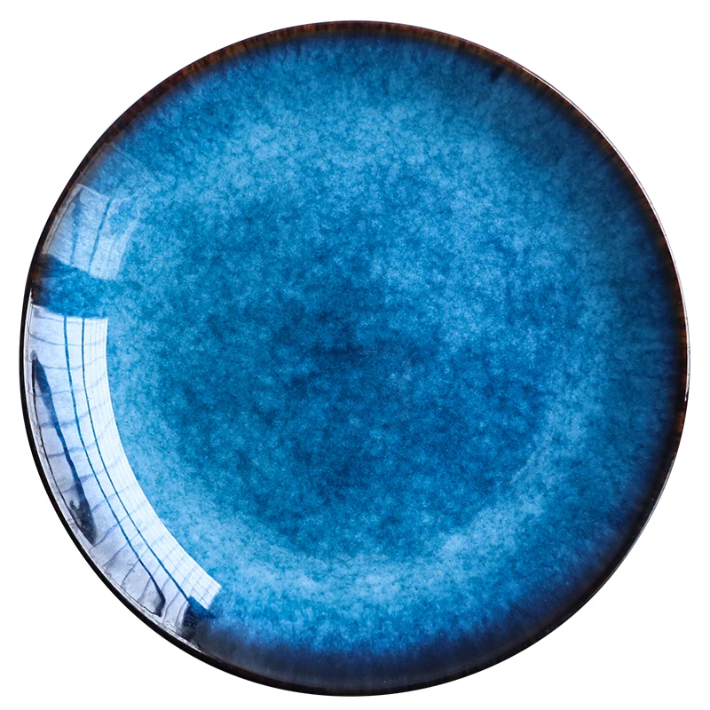 ANTOWALL синяя керамическая тарелка для еды в западном стиле, тарелка для стейка, круглый поднос, домашняя Коммерческая посуда, тарелка для стейка