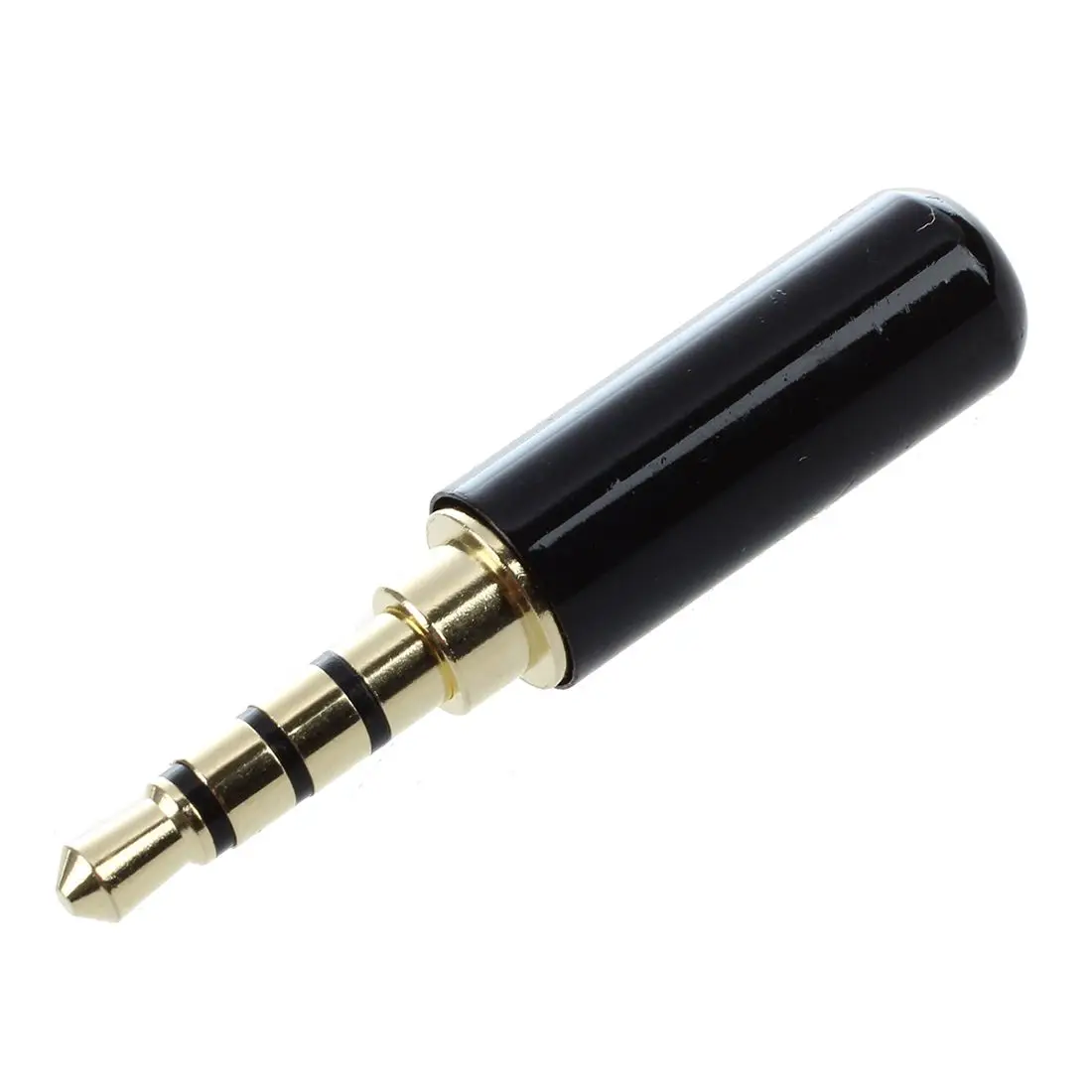 

3.5mm 4 Pole Male Plug Solder Connector Gold Tone Black for 4mm Cord