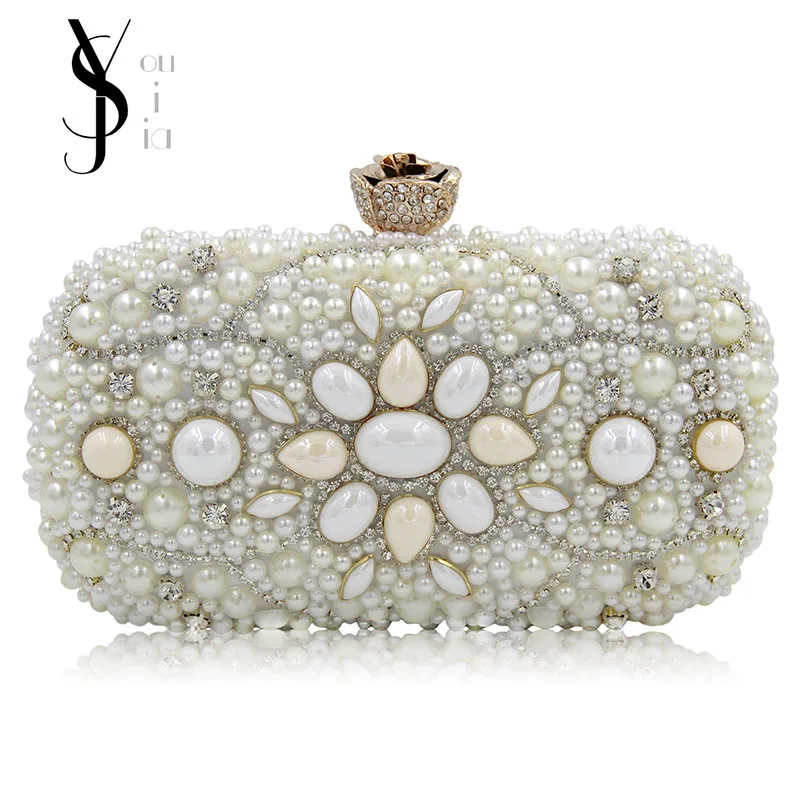

Floral Female Bales Manual Nail Beading Evening Dress Dinner Will Bag Set Auger Evening bags