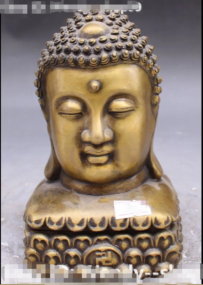 7" Marked China Bronze Buddha Head Censer Incense Burner Incense