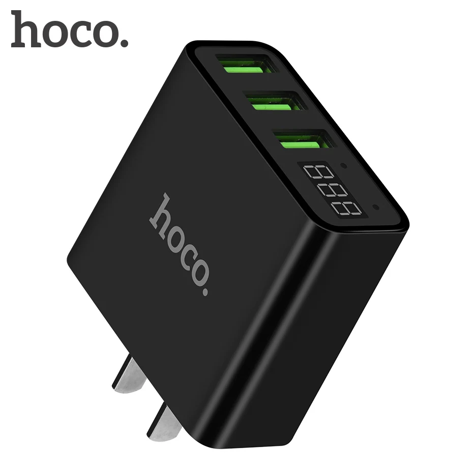 

HOCO USB Charger 5V 3A 2/3 Ports Fast Charging US EU Plug Power LED display Adapter For iPhone Samsung Huawei LG Mobile Phone