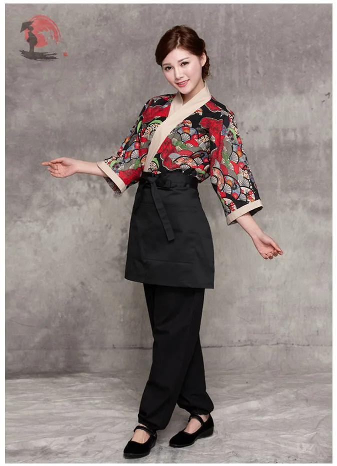 Японский стиль шеф-повара Униформа японский шеф-повара кимоно для обслуживания Рабочая одежда ресторан рабочая одежда оснастка рубашка для шеф-повара