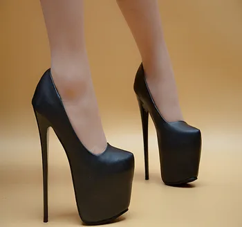 

ultra high heel women's shoes stiletto waterproof platform shoes Europe and America nightclub sexy black 17 cm high heels hnj78