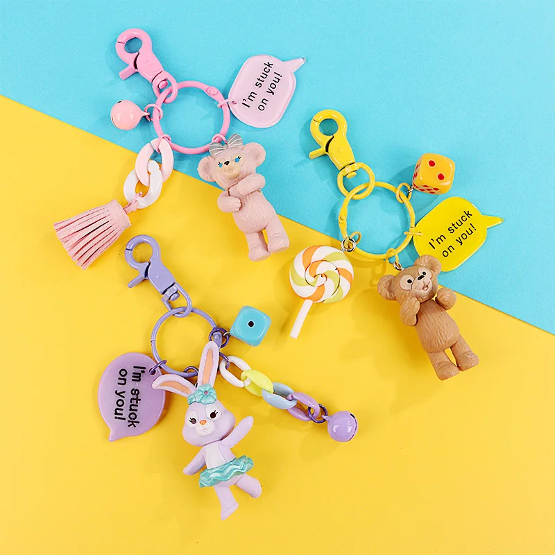 

Cute Keychains For Women Key Cover Cap Case Cartoon Anime Silicone Mickey Key ring Stitch Key Chains Bear Fashion Jewelry Gift