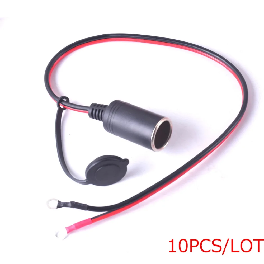 

10pcs Car Cigarette Lighter Socket Plug, Hard Wired Cigar Adapter with Eyelet Terminal Connection Rings 12V / 24V / 36V - 16AWG