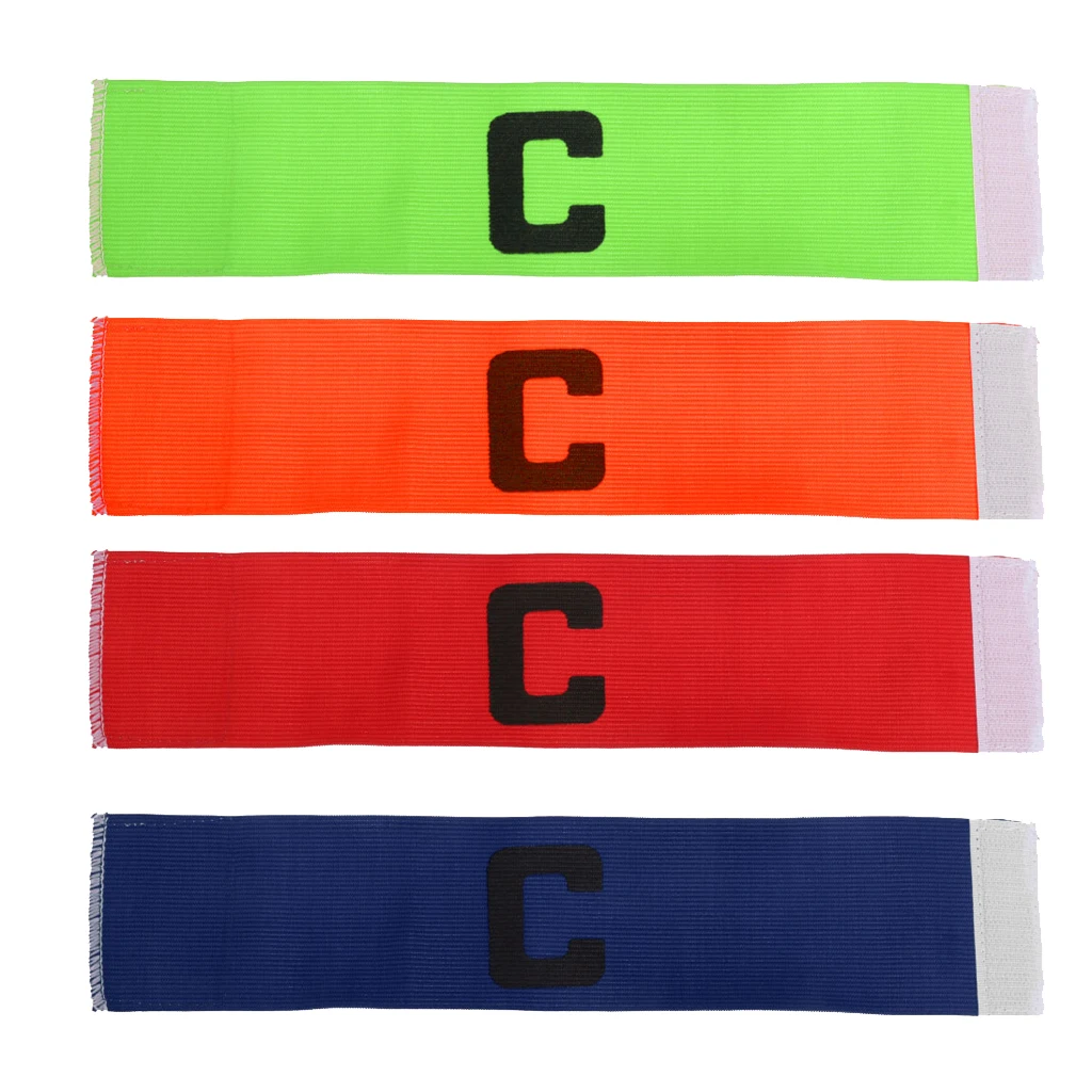4 Pieces Elastic Soccer Football Captain Armband Strap Team Sports Captain Arm Band Green Red Blue Orange