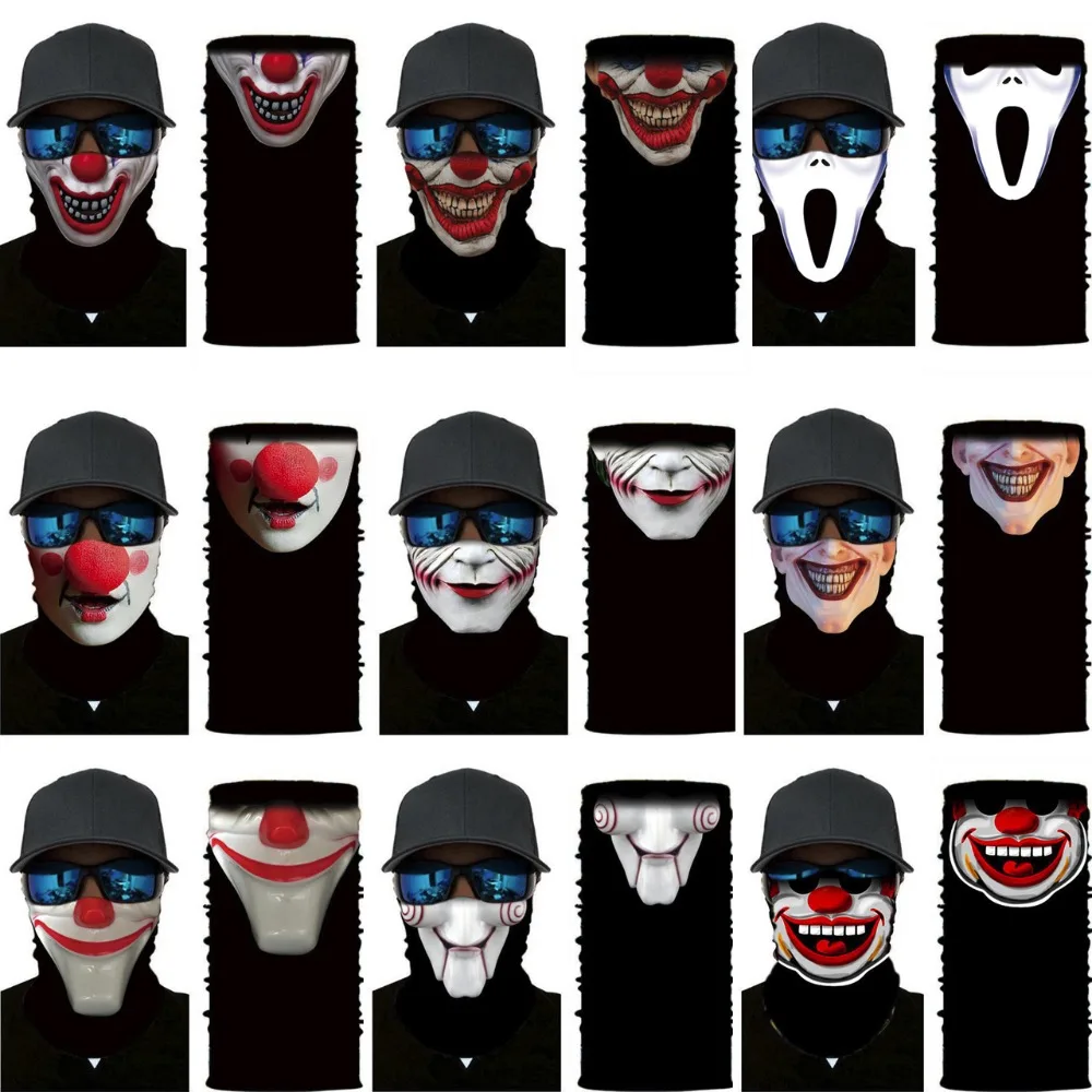 

Motorcycle Scarf Clown Mask Scarf Magic Head Face Mask Bicycle Head Ski Scarf Headwear Windproof Anti-UV Multi
