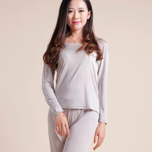 Женская Осенняя одежда из натурального шелка, теплый топ+ длинные штаны, комплект нижнего белья, рубашка с длинными рукавами, леггинсы, нижнее белье для здоровья