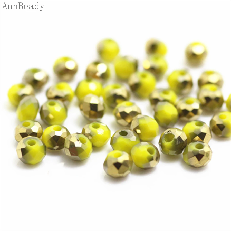 

AnnBeady Solid Yellow golden Color 3*4mm 145pcs Rondelle Austria faceted Crystal Glass Beads Loose Spacer Beads Jewelry Making