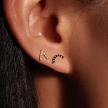 Миниатюрные Изящные серьги-гвоздики mismatched серьги-гвоздики из стерлингового серебра 925 пробы