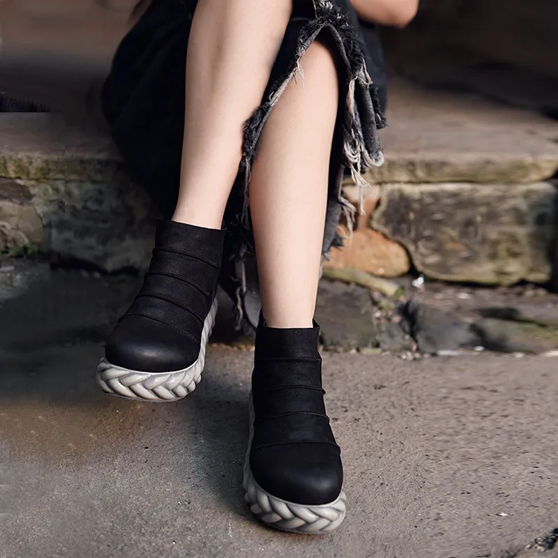 Original new winter thick bottom sponge women boots waterproof genuine leather boots naked female ankle boots A16CCYN82375