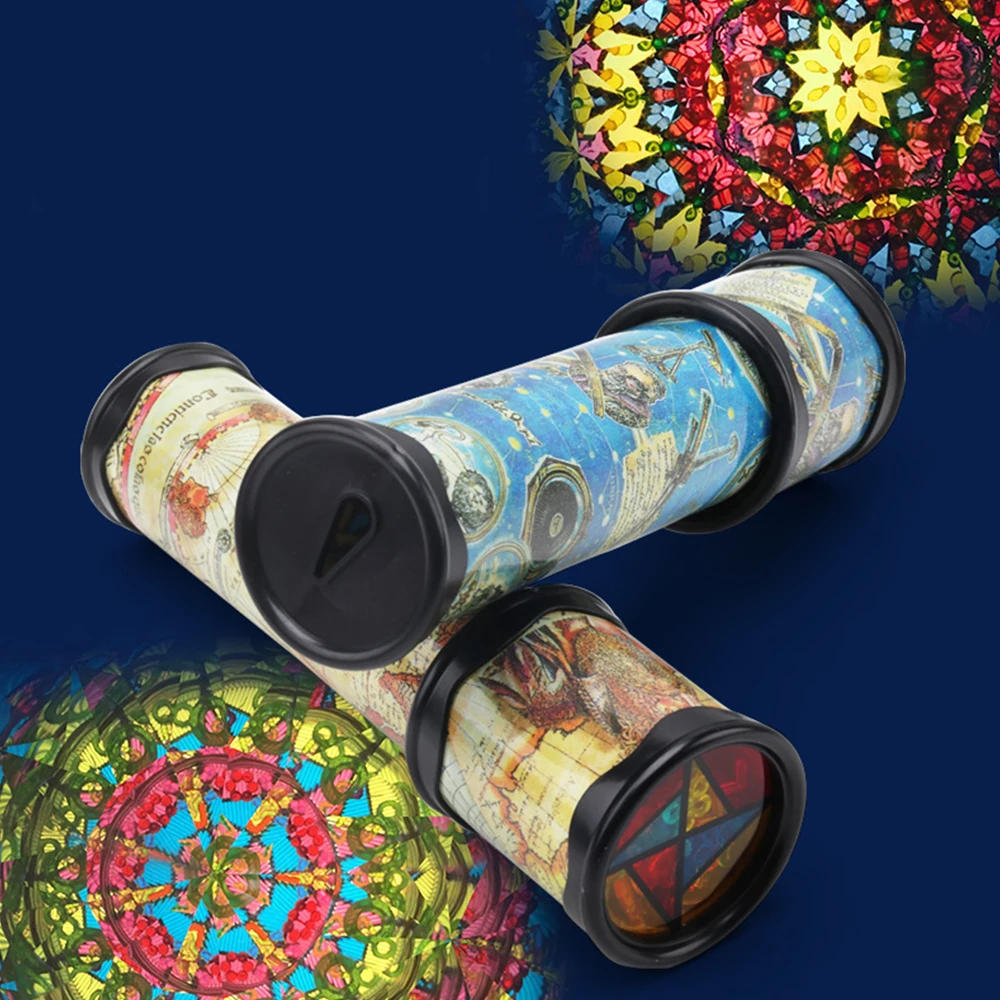 21 см Пластиковый вращающийся 3D Калейдоскоп магическое разнообразие внутри внутренних сцен цилиндр с цветком бумажная игрушка-калейдоскоп