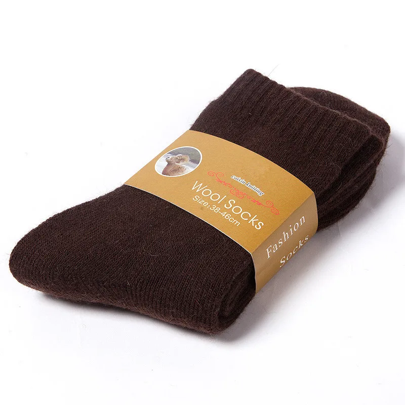 Winter Fashion Luxury Merino Wool Men Dress Socks Brand Big Size Cotton Warm Thick Thermo Socks Gentlemen Thermal Stocking - Цвет: Коричневый